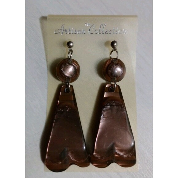 Women's Fashion Brown Boho Dangle Pierced Earrings NWT - Picture 1 of 3